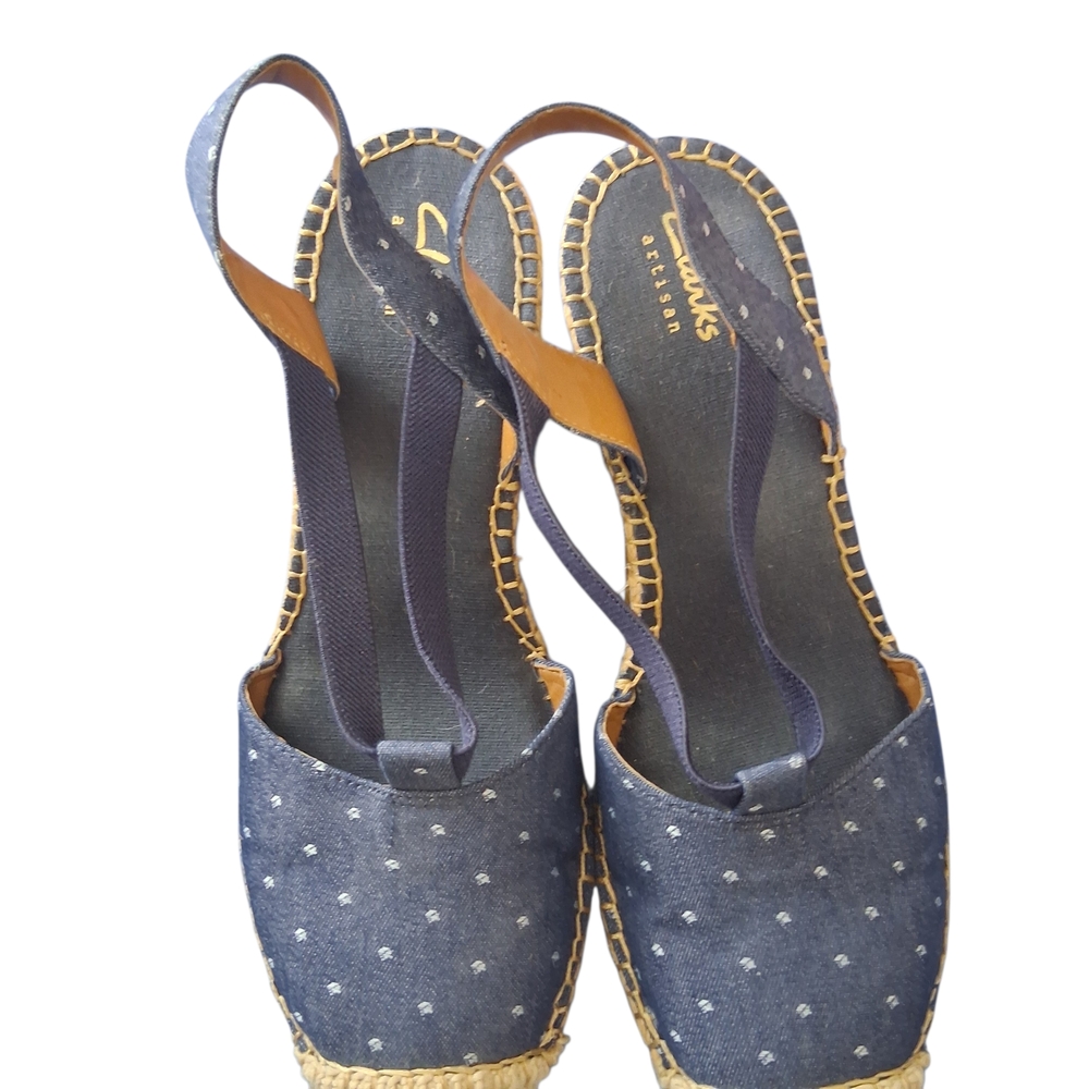 Clarks Petrina Kaelie Espadrille Wedges Polkadot Blue/white 7.5 - Picture 3 of 7